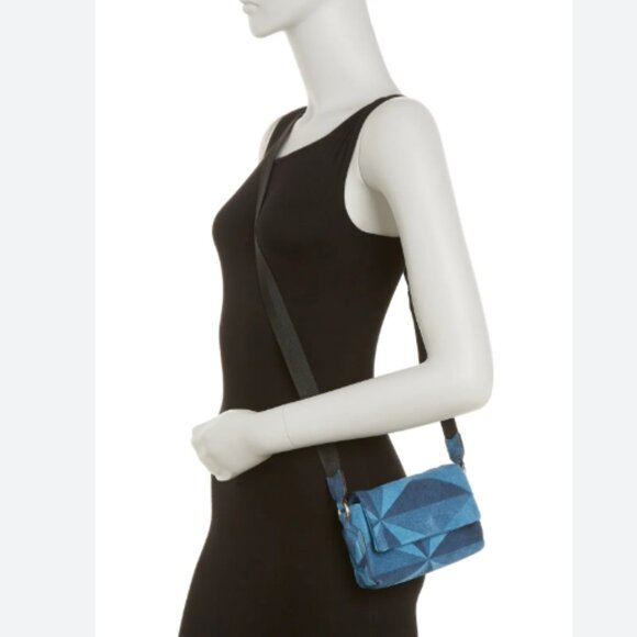 Aimee Kestenberg Broadway Suede Denim Patchwork Mini Crossbody Bag Blue NWT - Picture 3 of 8